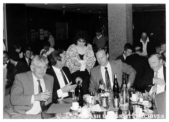 Solar Cat launch dinner. Director Dr Geoff Vaughan (left) with sponsors
