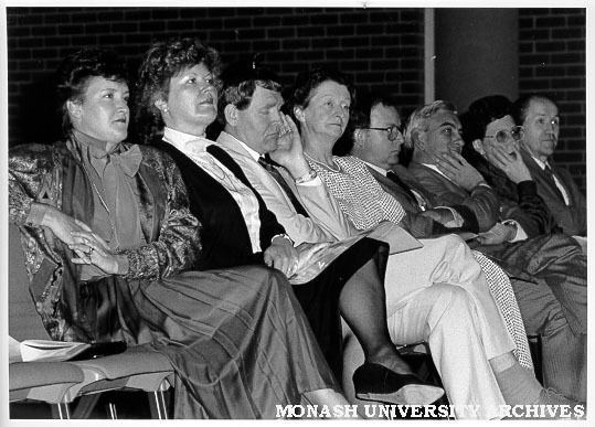 Audience at Inaugural Caroline Chisholm Oration. Eileen Wilson (second from left), Paul Rodan (third from left), Pearl Levin (seventh from left)