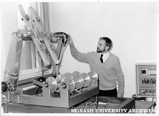 Robotics Centre consultant Mr Peter Wenn with conveyor interface