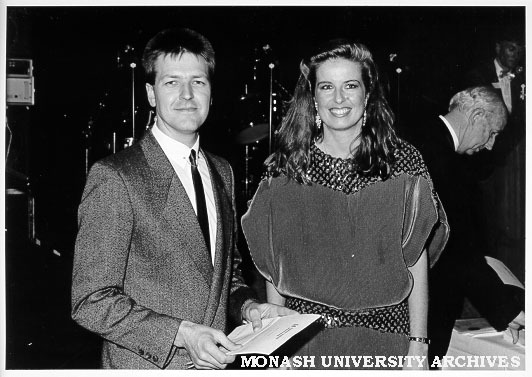 Jackie Menzies, of Deloitte Haskins &amp; Sells presenting award to accounting graduate, Mark Brunton