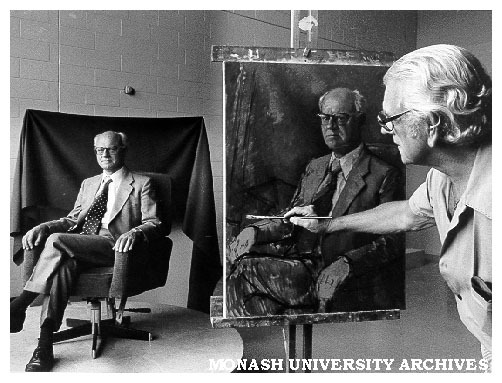 Mr Hartley Halstead sitting for artist Geof Mainwaring