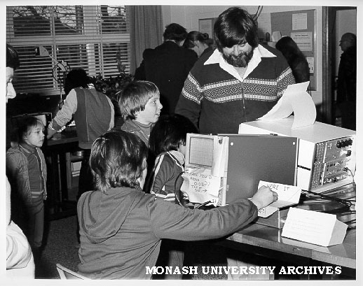 Visitors to Physics laboratory, with Dr M. Osborne