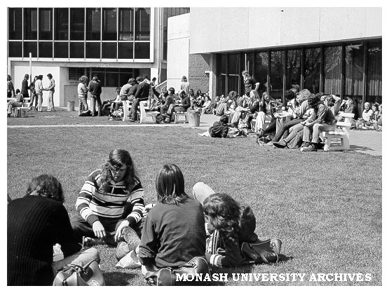 Students in campus grounds