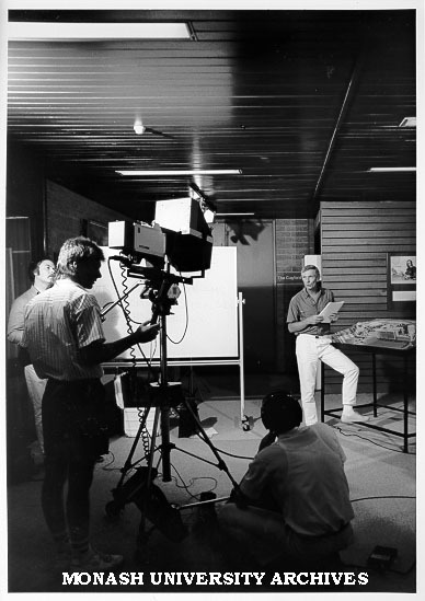 Peter Couchman working with EDU staff, from left: Peter Taylor, Rob Pignolet and John Blyth