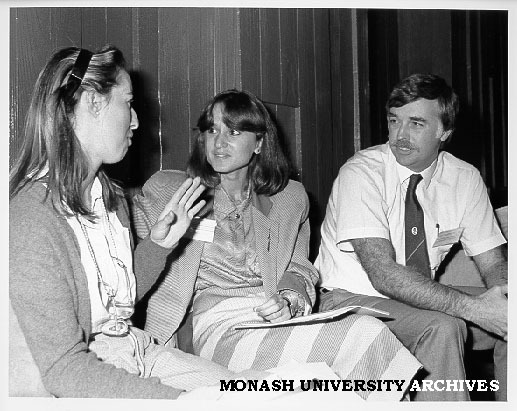 Computing careers conference. Student Susan Compaam (left) with Shell representatives Artemis Georgiades and Trevor Jacobs