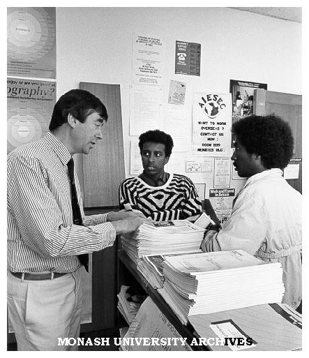 Mr Bryan Barwood with students in course and careers information centre