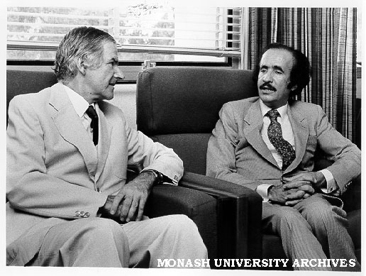 Saudi Arabian Ambassador Mr Abdul Rahman Nasser Alohaly visiting to present books to University Library, with Vice-Chancellor Professor Ray Martin (left)