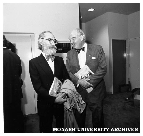 Mr Joseph Brown (left) and Mr Ray Marginson at opening of University Gallery