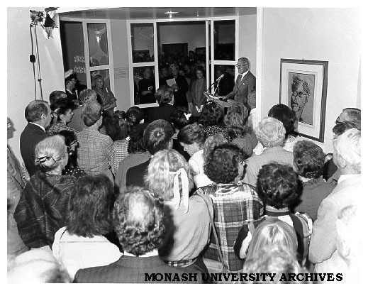 Dr Davis McCaughey opening the University Gallery and Drysdale exhibition