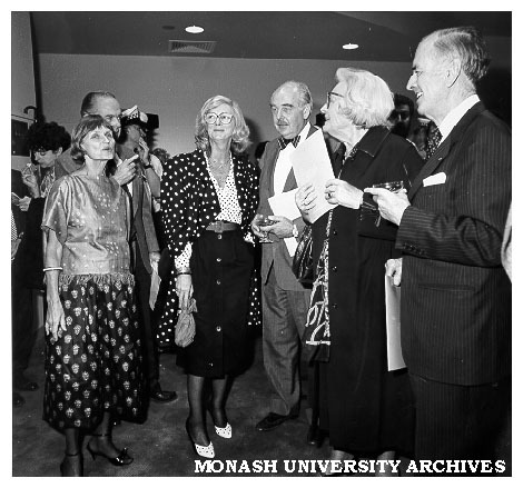 Opening of University Gallery. Mrs Jane Marshall (left), Mrs Jean McLean MLC, Mr Ray Marginson, Vice-Principal of University of Melbourne, Lady Drysdale, and Emeritus Professor Rod Andrew