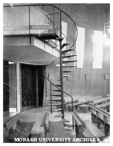 Spiral staircase to Religious Centre organ loft