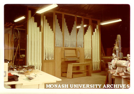 Religious Centre organ under construction in workshop of Mr R. Sharp