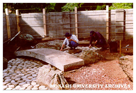 Placing cobblestones, Japanese Garden