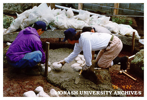 Placing cobblestones, Japanese Garden