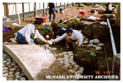 Placing cobblestones, Japanese Garden