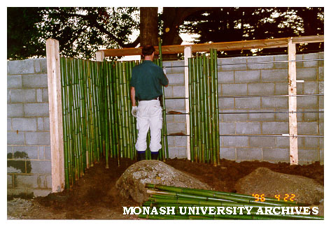 Constructing Kenninji style fence, Japanese Garden