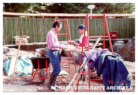 Constructing roof for Kenninji style fence, Japanese Garden