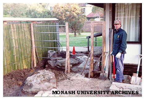 Constructing entrance gate, Japanese Garden