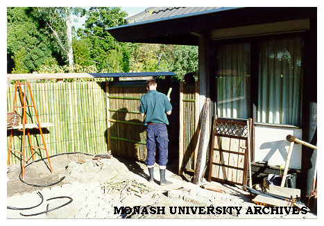 Constructing entrance gate, Japanese Garden