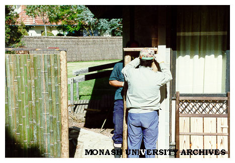 Constructing entrance gate, Japanese Garden