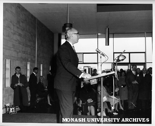 Dr Louis Matheson speaking at launch of Great Hall appeal