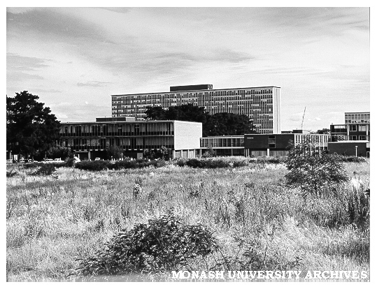 Hargrave Library, with central Science block (right)and Humanities building in background