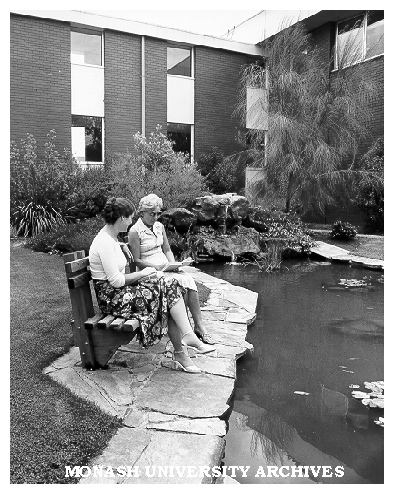 Administration courtyard (known as the Vice Quad), later renamed the Vera Moore Garden