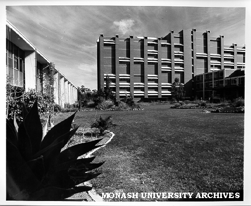 Botany systems garden with Biology building at rear