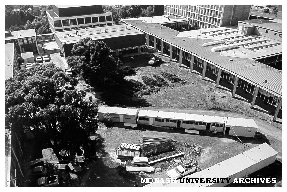 Site of Botany systems garden with Biomedical library top left