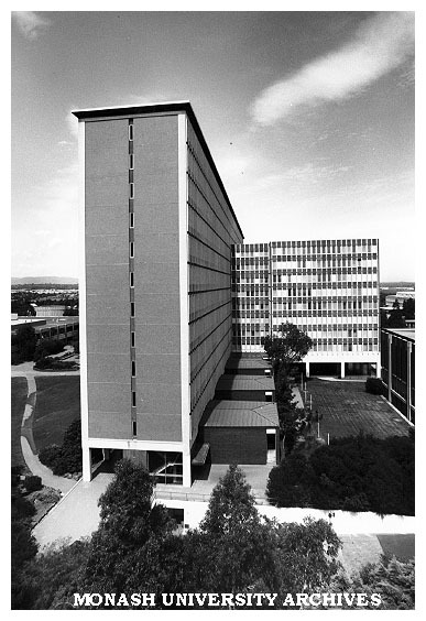 Raised view of Humanities building from south-west