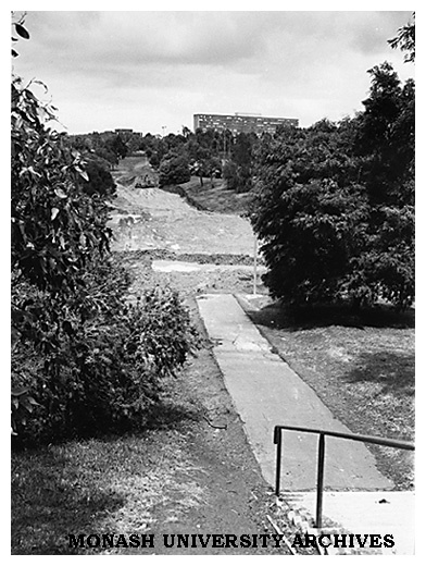 Path south from Halls ending in lake excavations