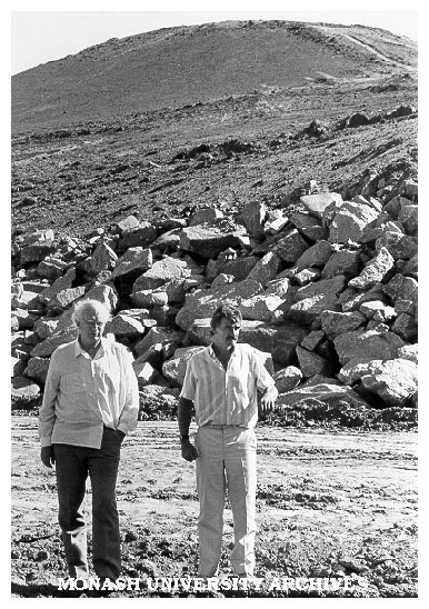 Doug Ellis and John Trembath at site of proposed lake at northeast corner of campus
