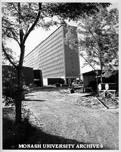 Humanities building with rotunda at left