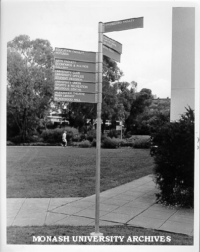 Signpost in university grounds