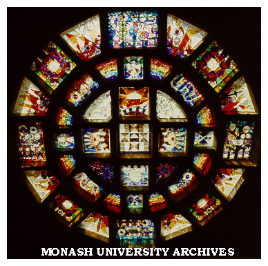 Lindesay Clark window, 'Alpha and Omega', by Leonard French, Robert Blackwood Hall