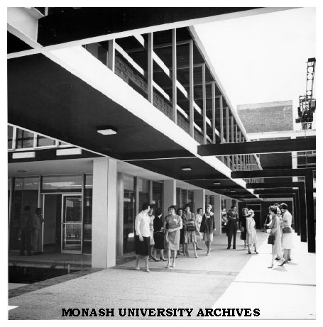 Union walkway with crane on Great Hall in background