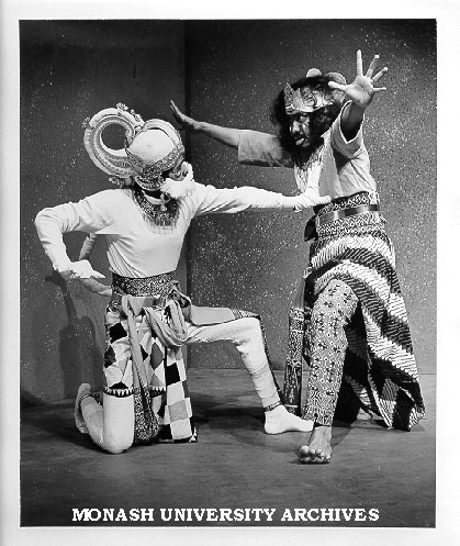 Scene from 'The Ramayana in Java'. Poedijono (left) as Hanoman.