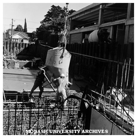Early construction of Phillip Law building, Caulfield Institute of Technology