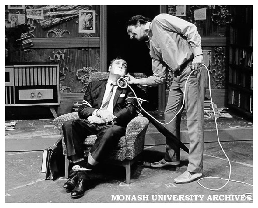 Ray Bennett and Ron Owen in 'Witness'. Ray Bennett (left) as Man and Ron Owen as Young Man