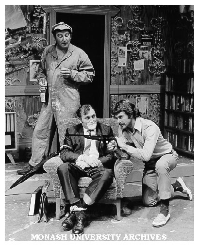Scene from 'Witness'. Colin Hughes (left) as Window Washer, Ray Bennett (centre) as Man and Ron Owen (right) as Young Man