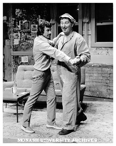 Ron Owen and Colin Hughes in 'Witness'. Ron Owen (left) as Young Man and Colin Hughes (right) as Window Washer