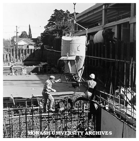 Early construction of Phillip Law building, Caulfield Institute of Technology