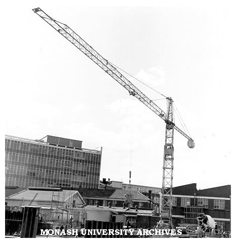 Laying foundations of Phillip Law building, Caulfield Institute of Technology