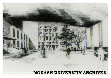 Architect's drawing of East Forum, and proposed Great Hall