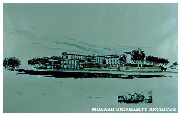 Architect's drawing of Deakin Hall
