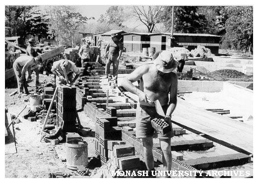 Bricklayers working on rotunda