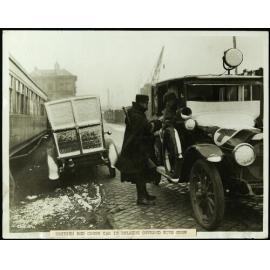 British Red Cross car in Belgium covered with snow