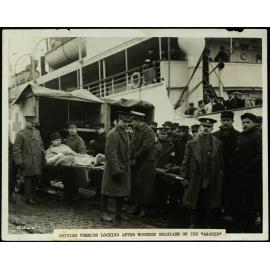 British Tommies looking after wounded Belgians on the "Agadir"