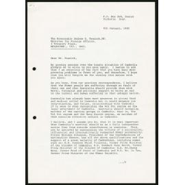 A letter from Ambassador Jeldres to the Australian Minister for Foreign Affairs with further representations on the situaiton in Cambodia