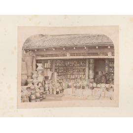 Japanese shop with dishes and vases
